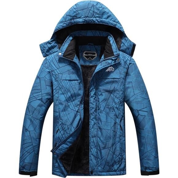 Men's Waterproof Ski Jacket Warm Blue